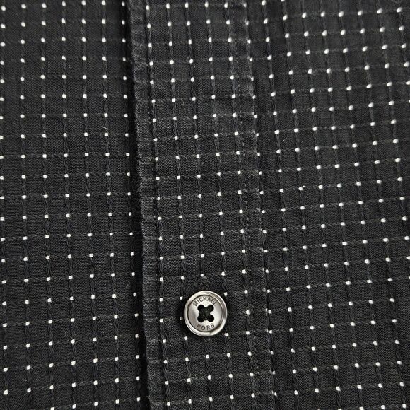 Michael Kors Mens XL Dress Shirt Black White Dot Button Up Long Sleeve - Picture 7 of 16